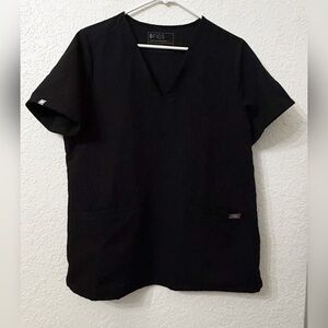 Figs Casma Three Pocket Black Scrub Top - S